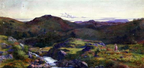 Henry Woods (1846-1921) A Welsh Valley, 8 x 15.5in.